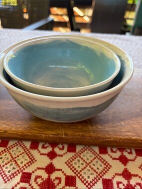 PEPPER + VETIVER Blue Ceramic Mixing Bowls - Set of 2